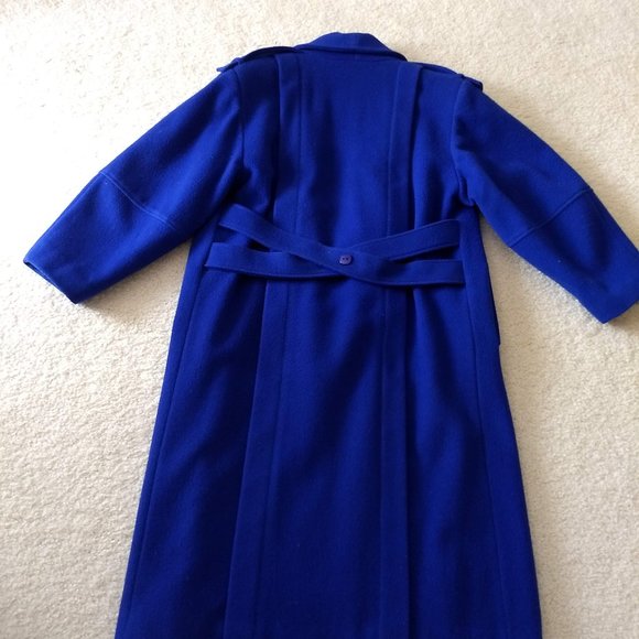 vintage 80s bright cobalt blue long wool coat 🎈HOST PICK x2🎈 - Picture 2 of 7